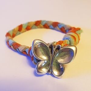 James Avery Retired Butterfly Woven Leather Bracelet